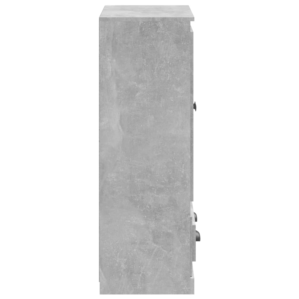 Visoka komoda siva betona 60x35,5x103,5 cm konstruiranog drva