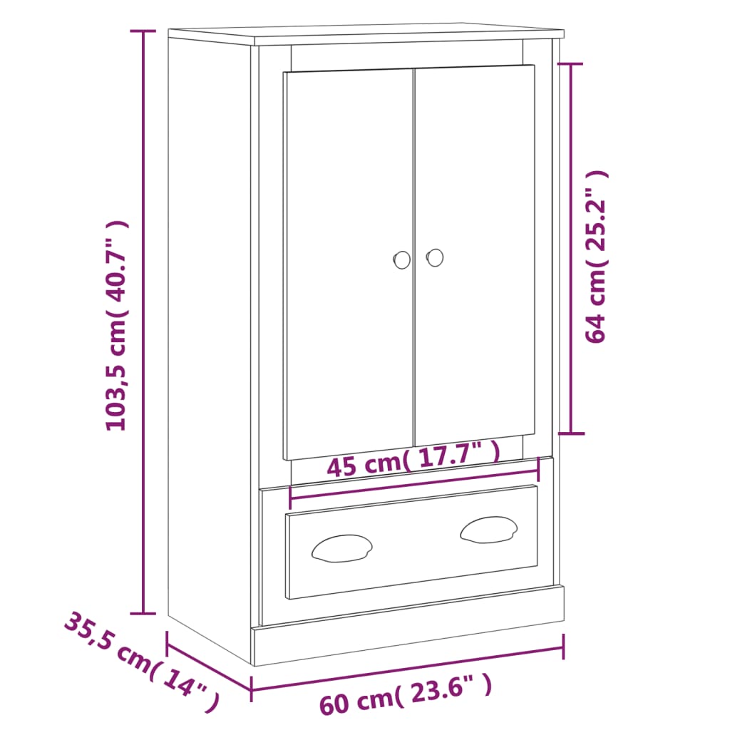 Visoka komoda dimljeni hrast 60x35,5x103,5cm konstruiranog drva