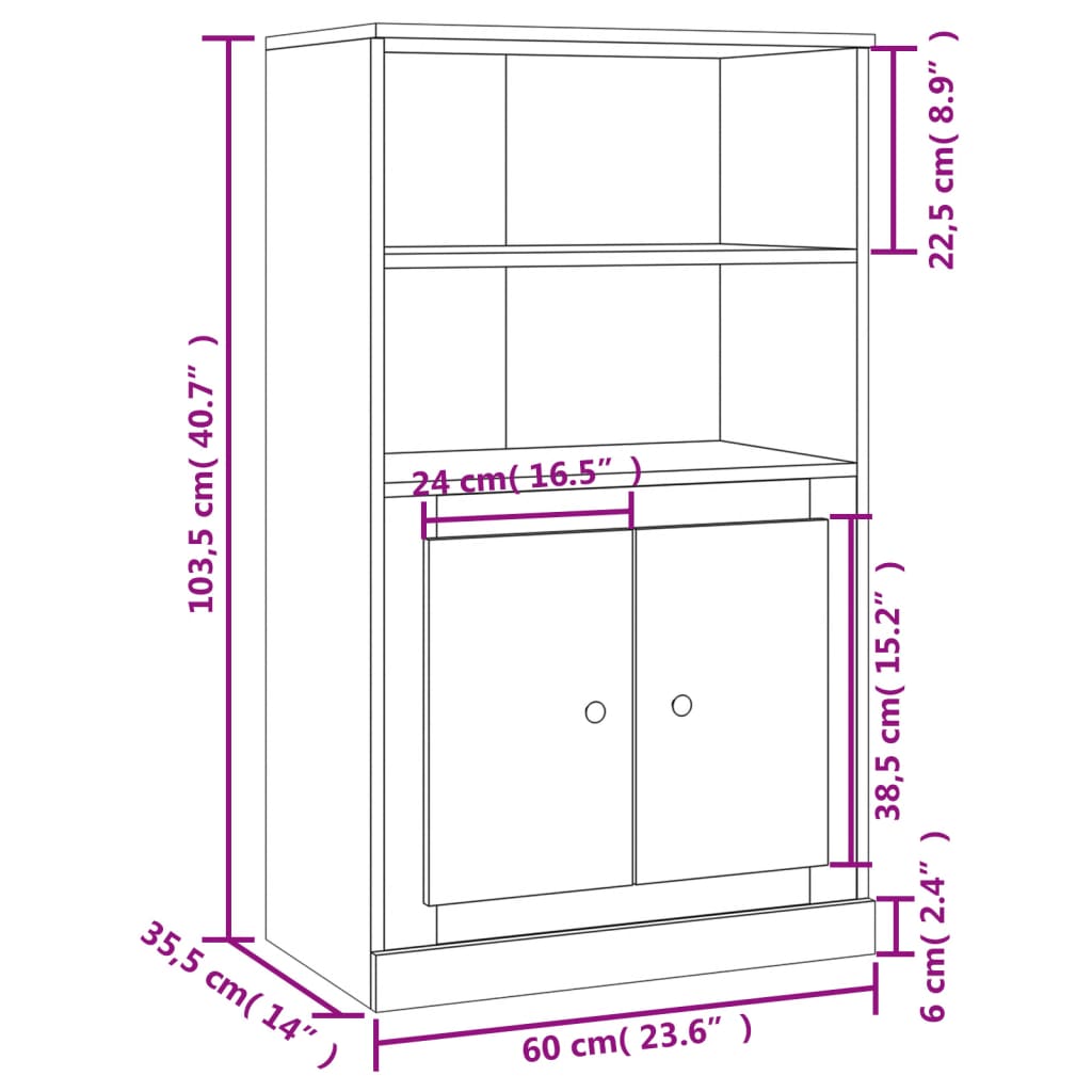Visoka komoda bijela 60 x 35,5 x 103,5 cm od konstruiranog drva