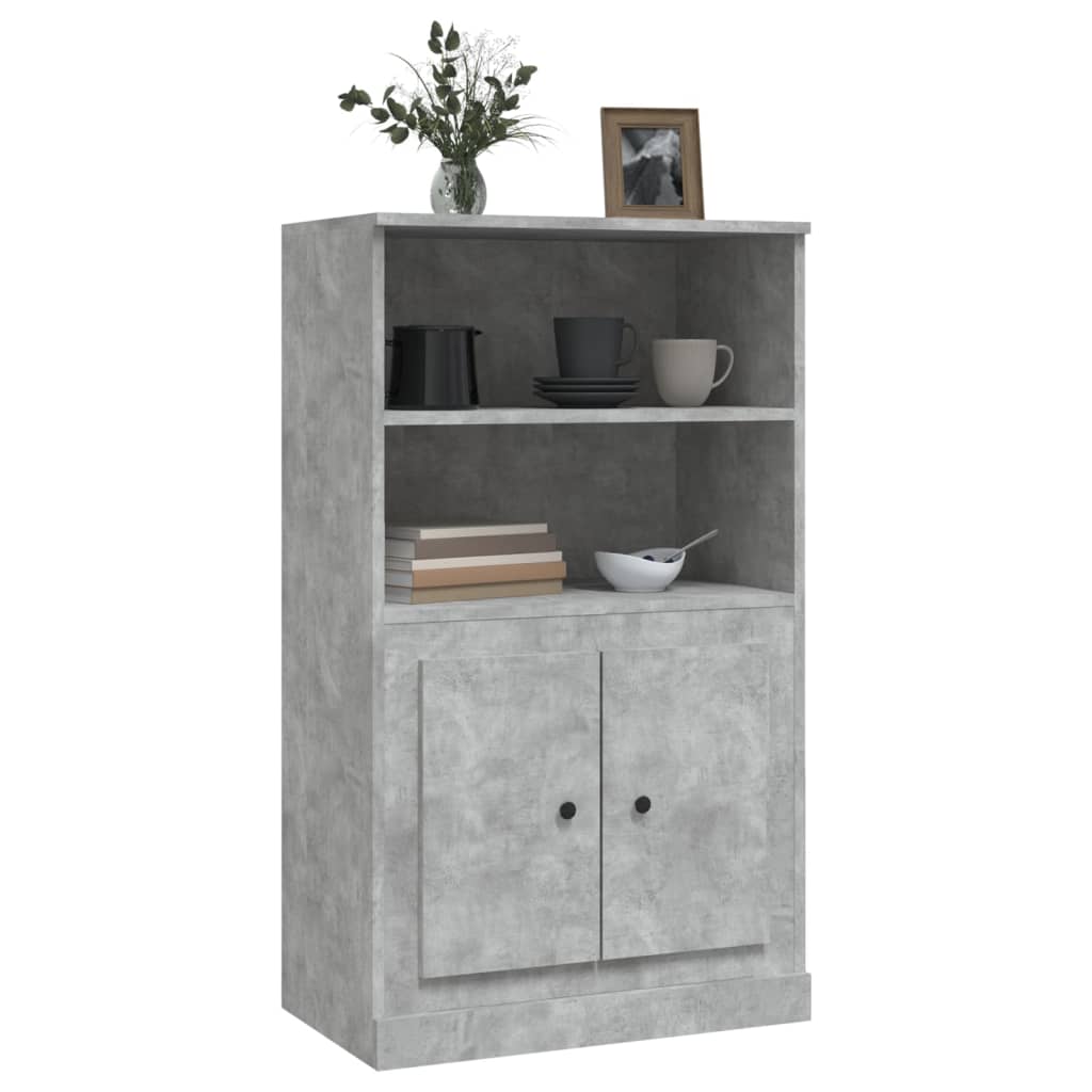 Visoka komoda siva betona 60x35,5x103,5 cm konstruiranog drva