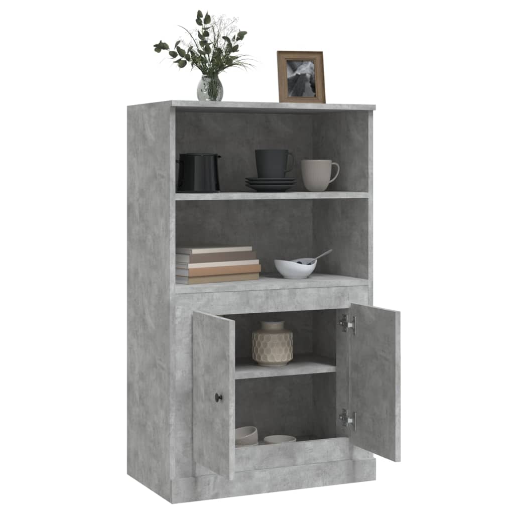 Visoka komoda siva betona 60x35,5x103,5 cm konstruiranog drva