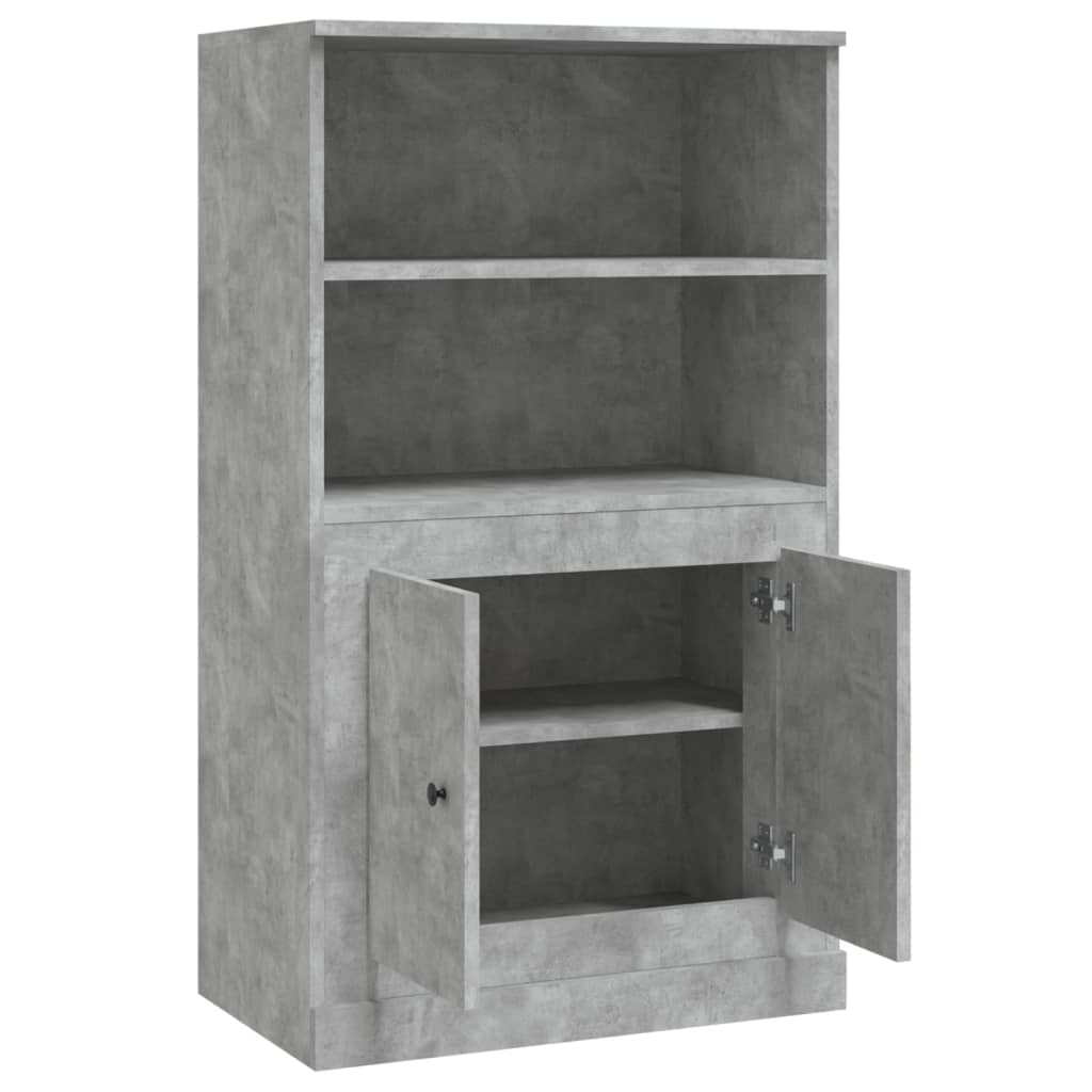 Visoka komoda siva betona 60x35,5x103,5 cm konstruiranog drva