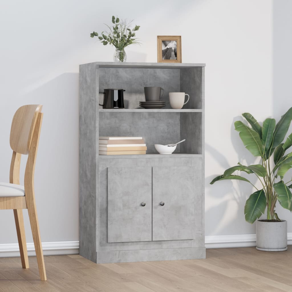 Visoka komoda siva betona 60x35,5x103,5 cm konstruiranog drva