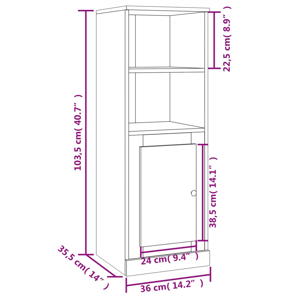 Visoka komoda siva betona 36x35,5x103,5cm od konstruiranog drva