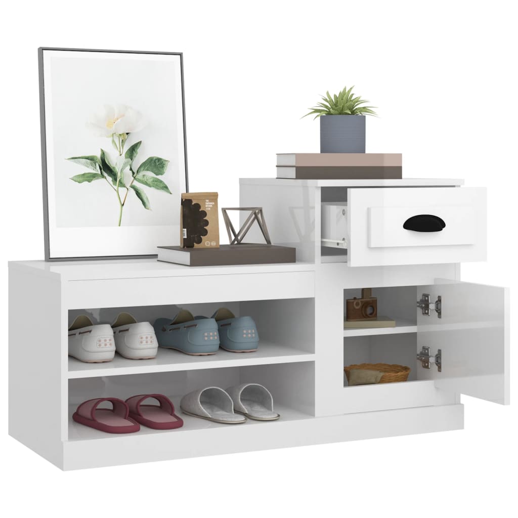 Ormarić za cipele sjajni bijeli 100x42x60 cm konstruirano drvo