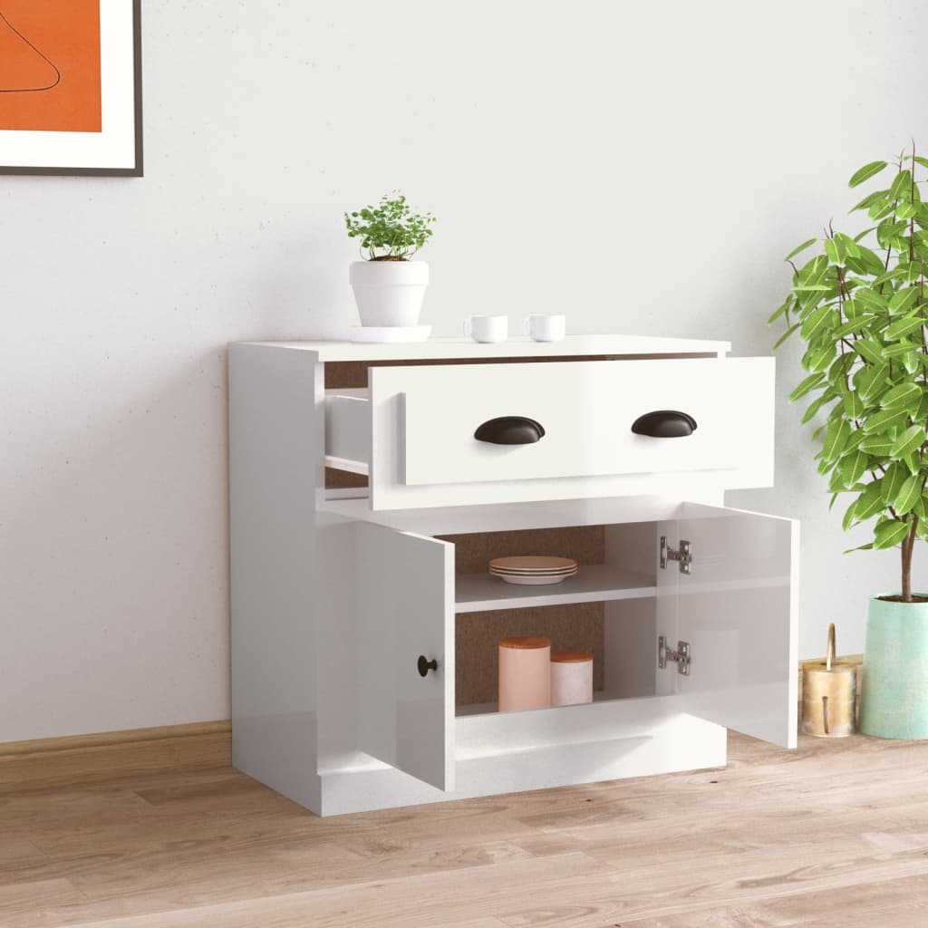 Komoda sjajna bijela 70x35,5x67,5 cm od konstruiranog drva
