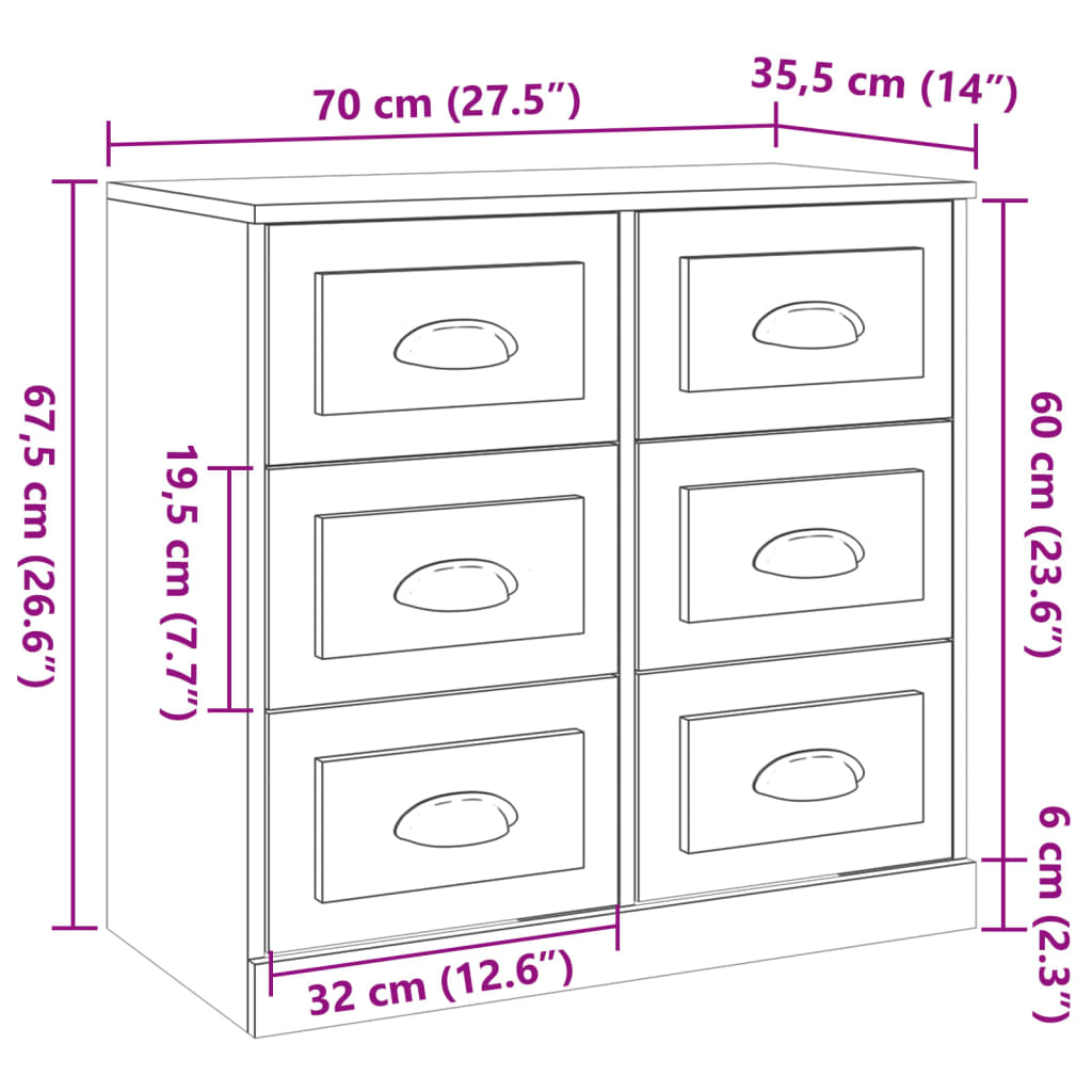 Komoda siva sonome 70x35,5x67,5 cm konstruirano drvo