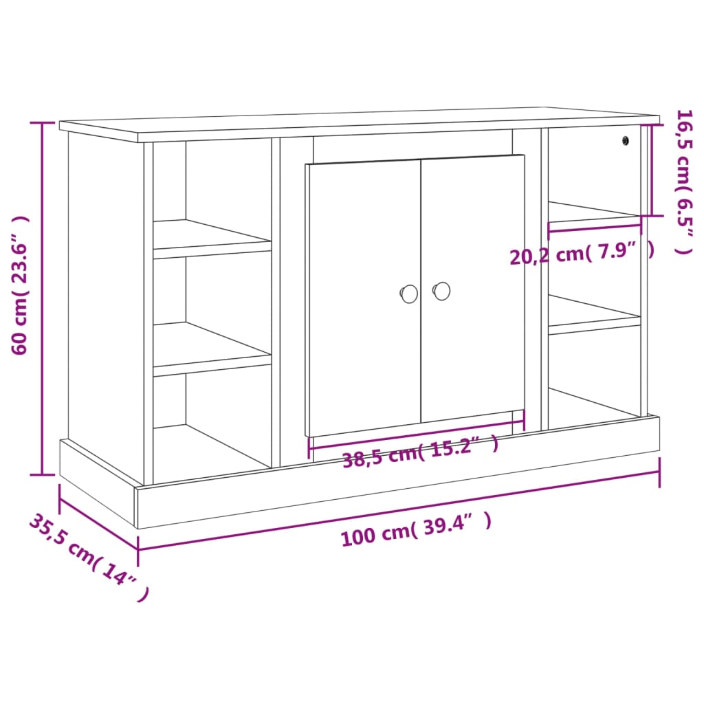 Komoda sivog hrasta sonome 100x35,5x60 cm od konstruiranog drva