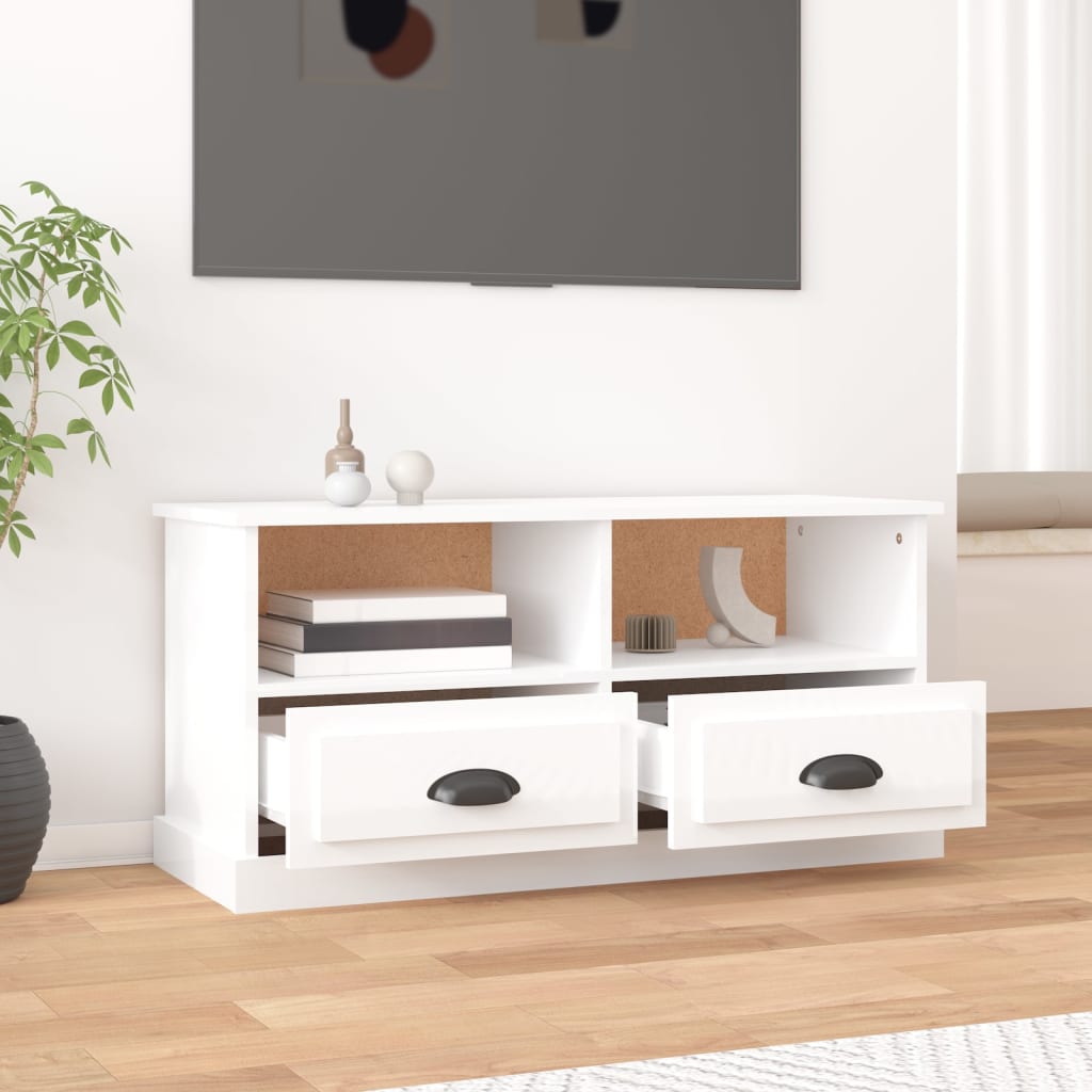 TV ormarić sjajni bijeli 93x35,5x45 cm od konstruiranog drva