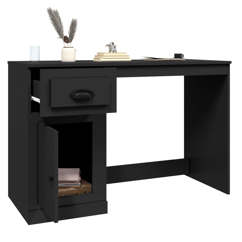 Radni stol s ladicom crni 115 x 50 x 75 cm konstruirano drvo