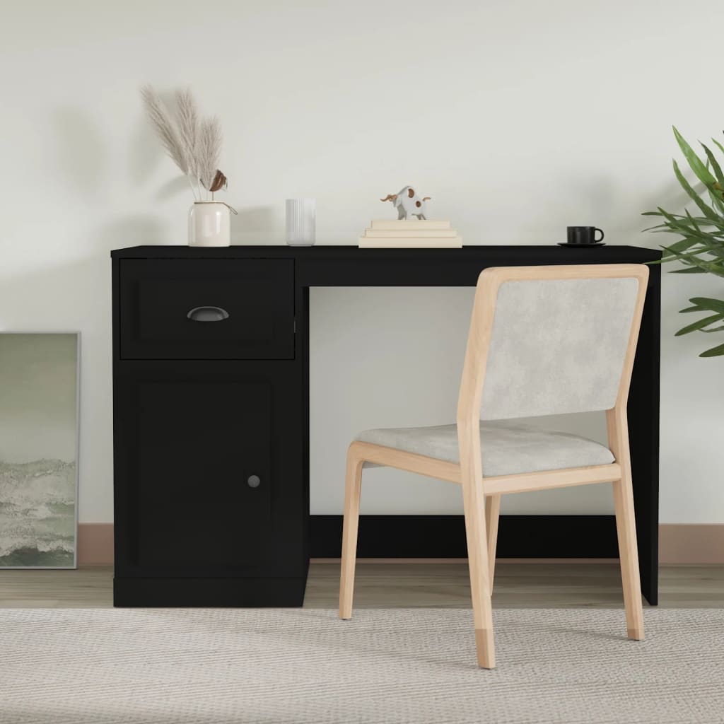 Radni stol s ladicom crni 115 x 50 x 75 cm konstruirano drvo