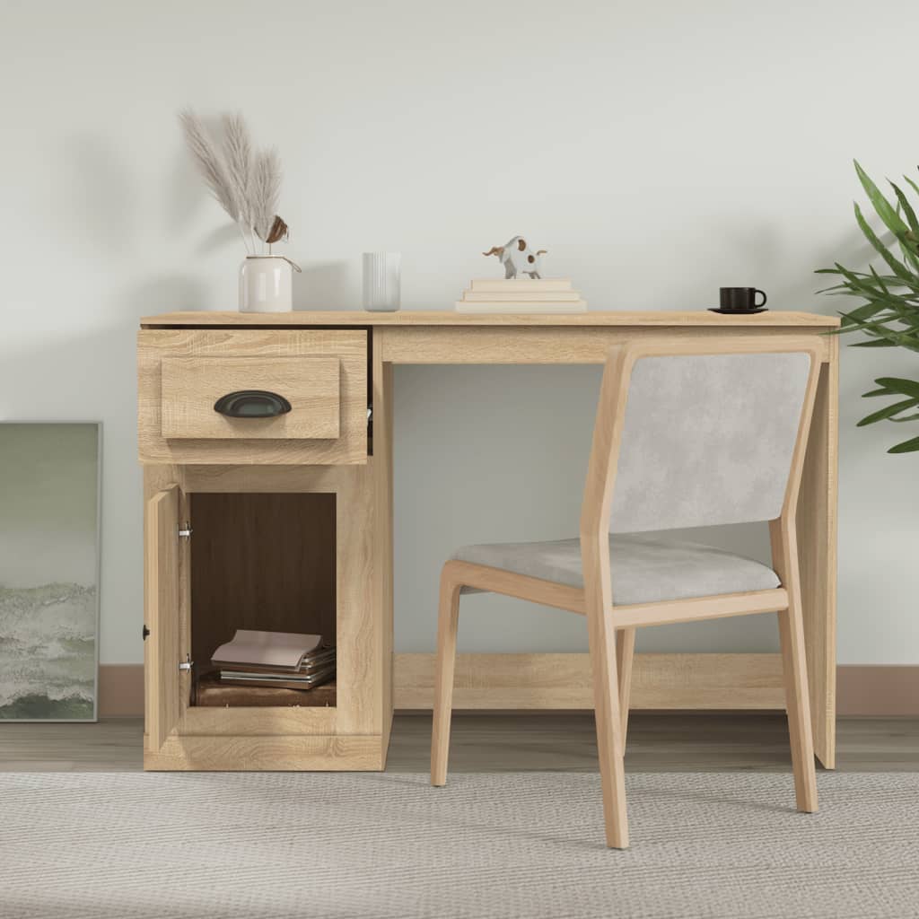 Radni stol s ladicom boja hrasta 115x50x75 cm konstruirano drvo
