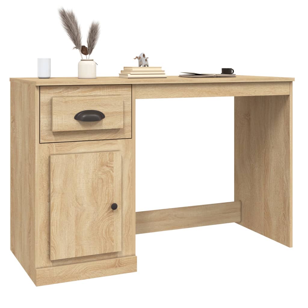 Radni stol s ladicom boja hrasta 115x50x75 cm konstruirano drvo