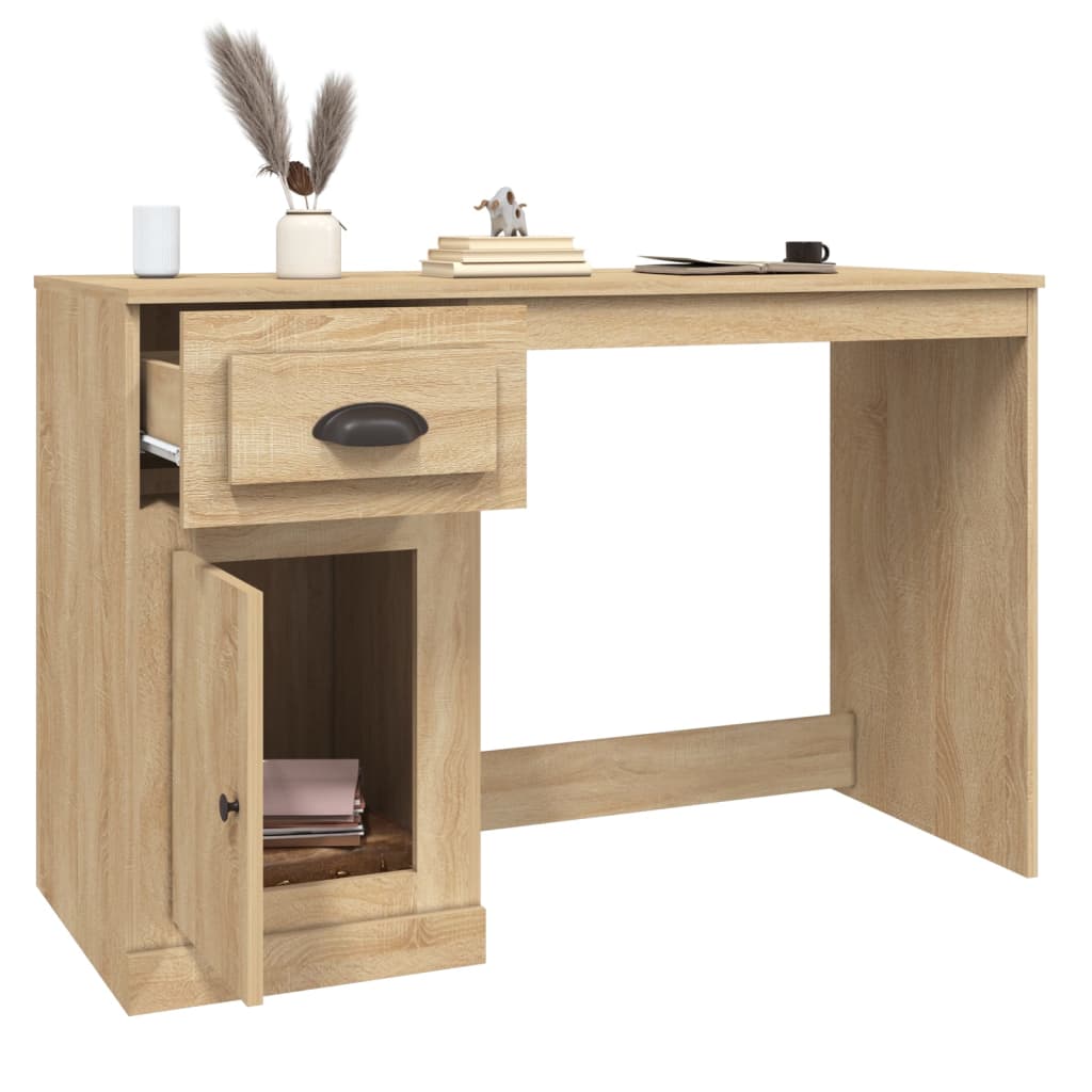 Radni stol s ladicom boja hrasta 115x50x75 cm konstruirano drvo