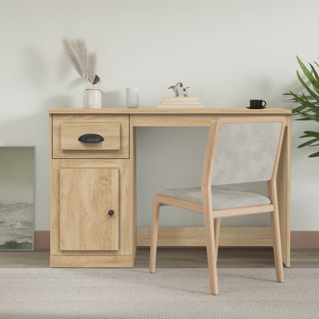 Radni stol s ladicom boja hrasta 115x50x75 cm konstruirano drvo