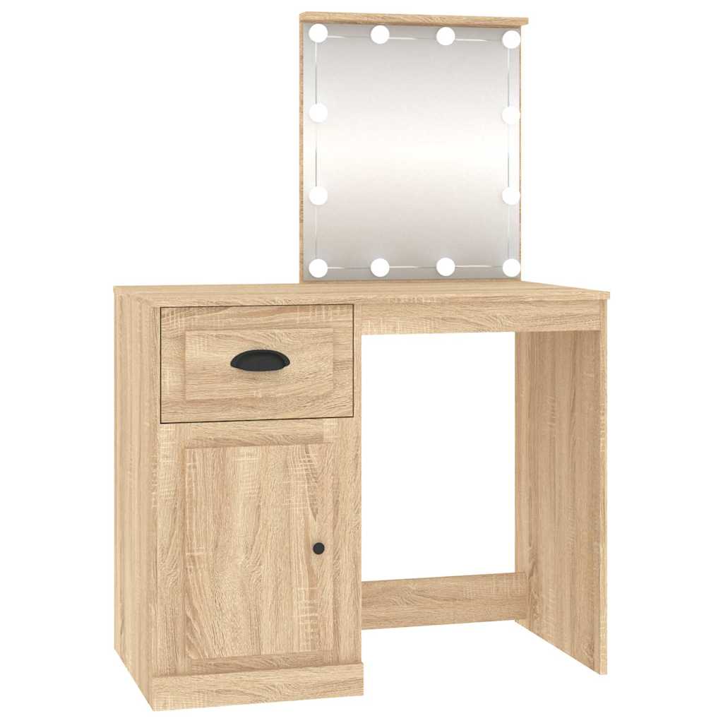Toaletni stolić LED boja hrasta 90x50x132,5cm konstruirano drvo