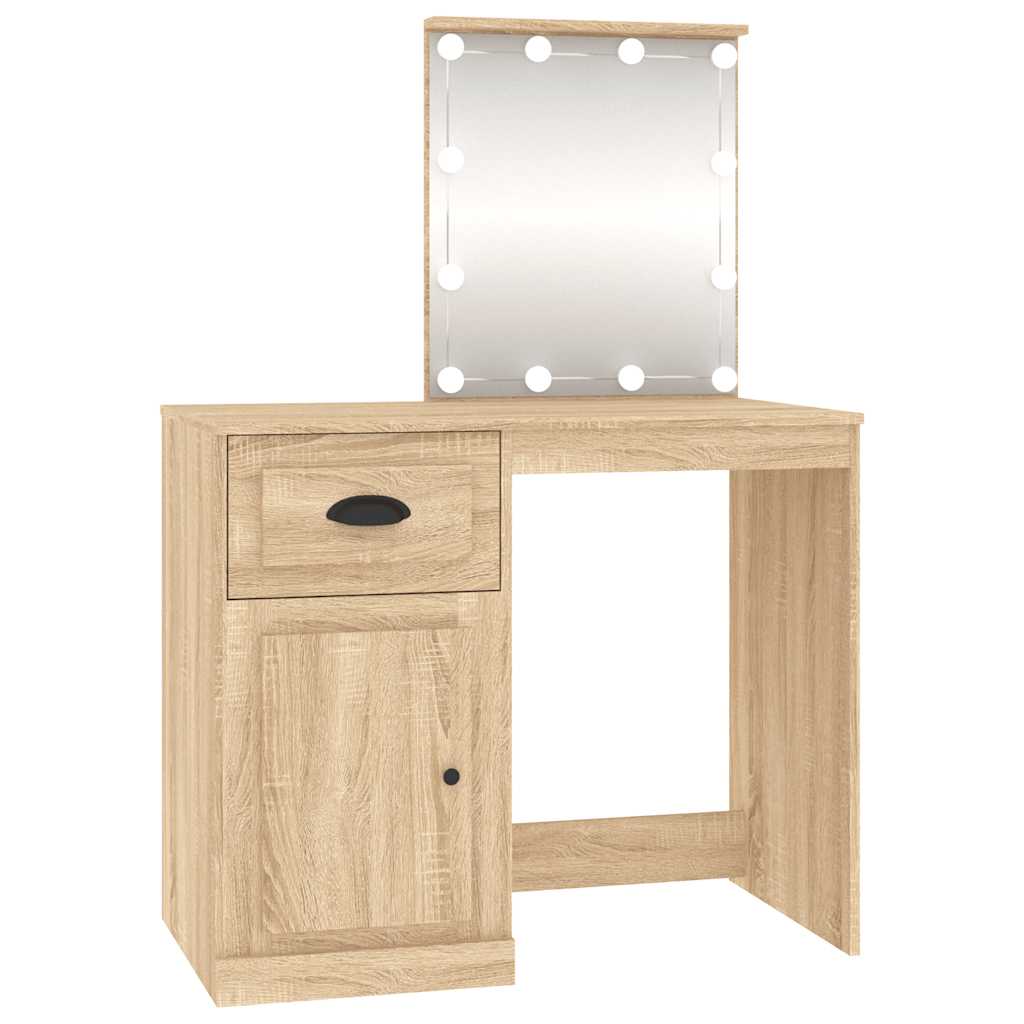 Toaletni stolić LED boja hrasta 90x50x132,5cm konstruirano drvo
