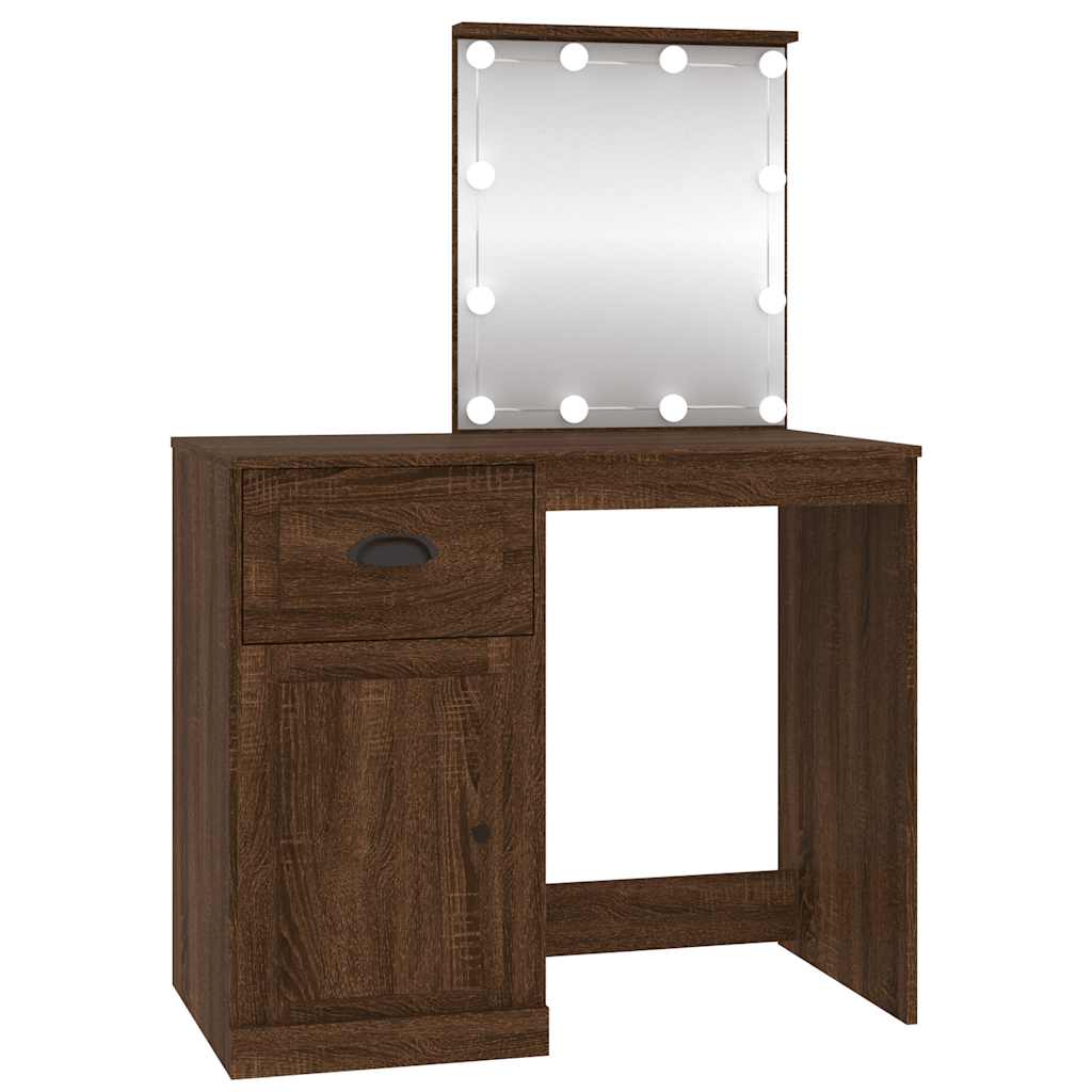 Toaletni stolić LED boja hrasta 90x50x132,5cm konstruirano drvo