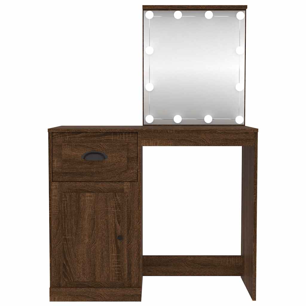 Toaletni stolić LED boja hrasta 90x50x132,5cm konstruirano drvo