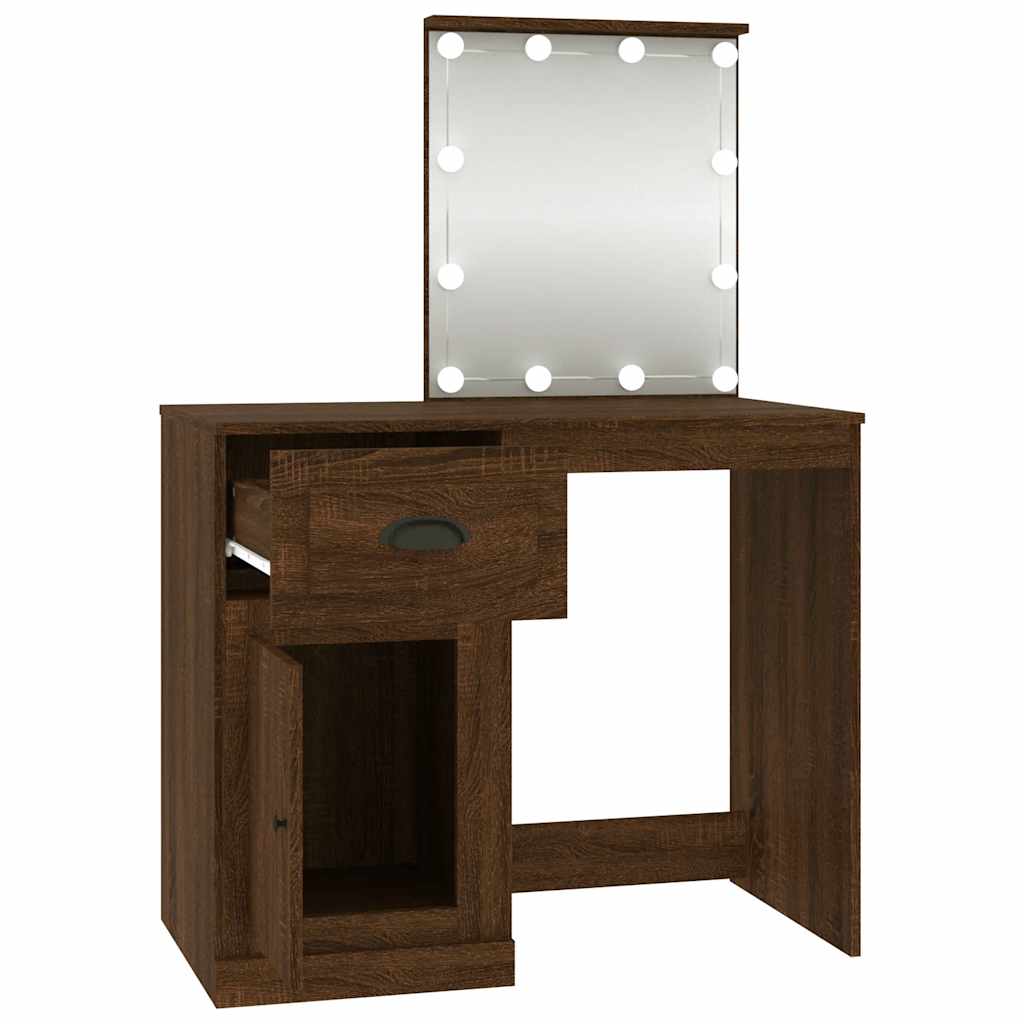 Toaletni stolić LED boja hrasta 90x50x132,5cm konstruirano drvo