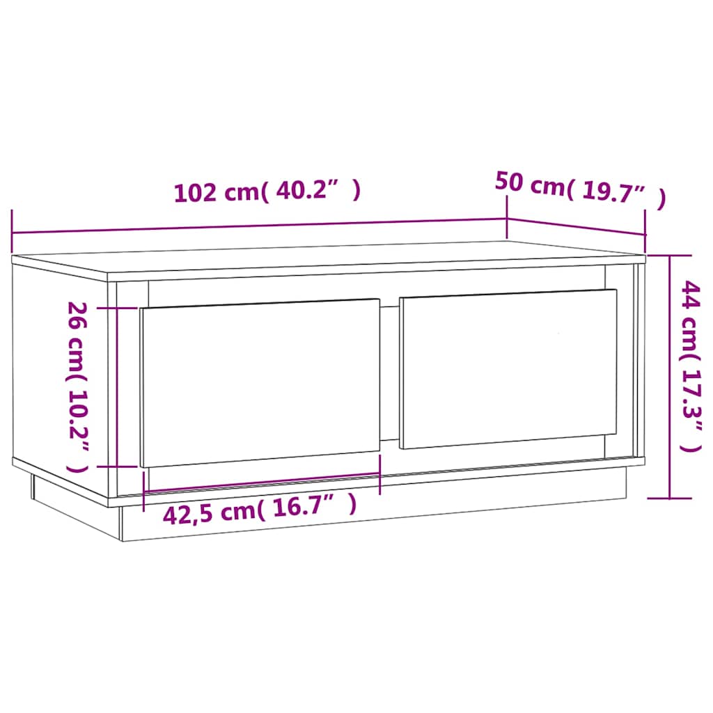 Stolić za kavu boja hrasta 102x50x44 cm konstruirano drvo