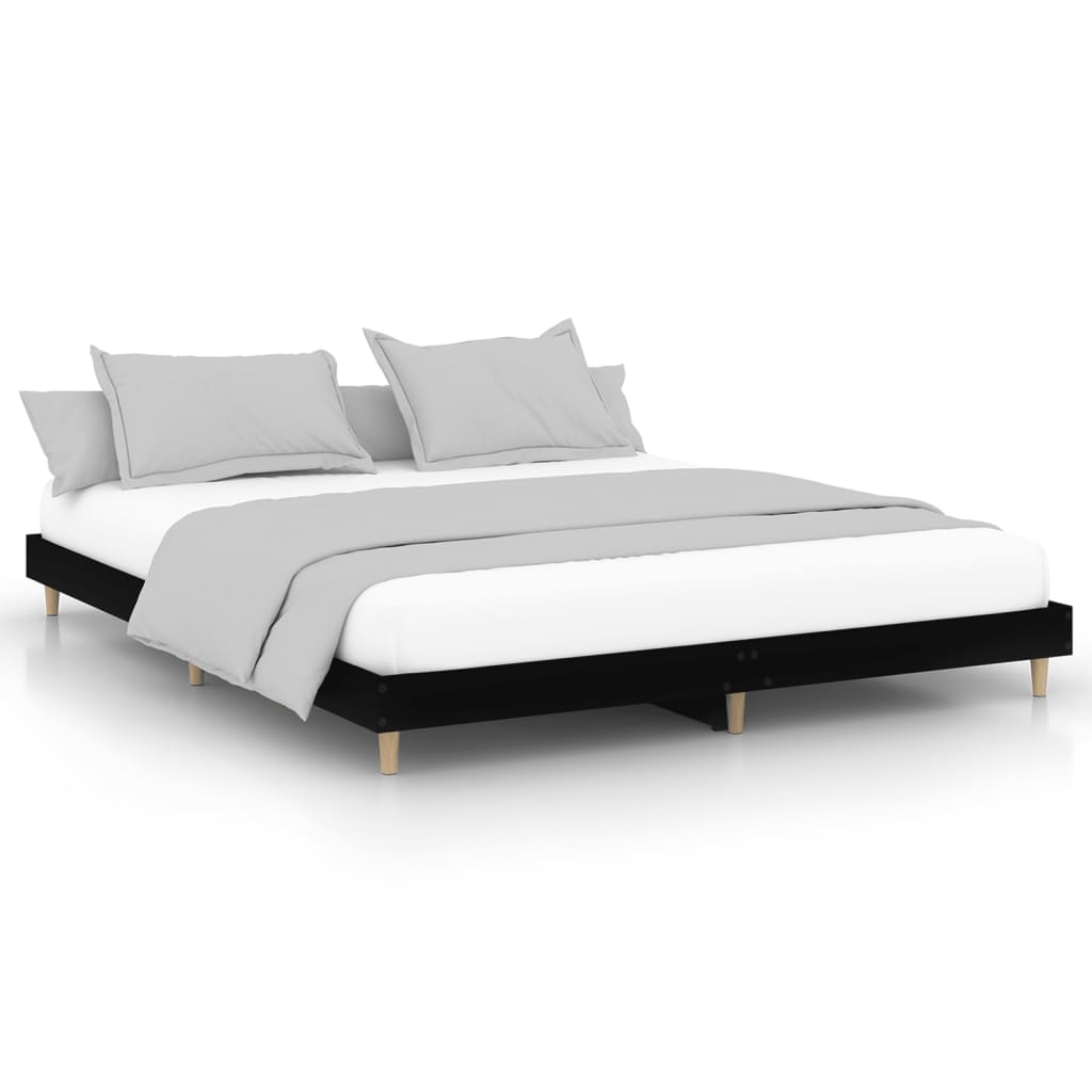 Okvir za krevet crni 200 x 200 cm konstruirano drvo