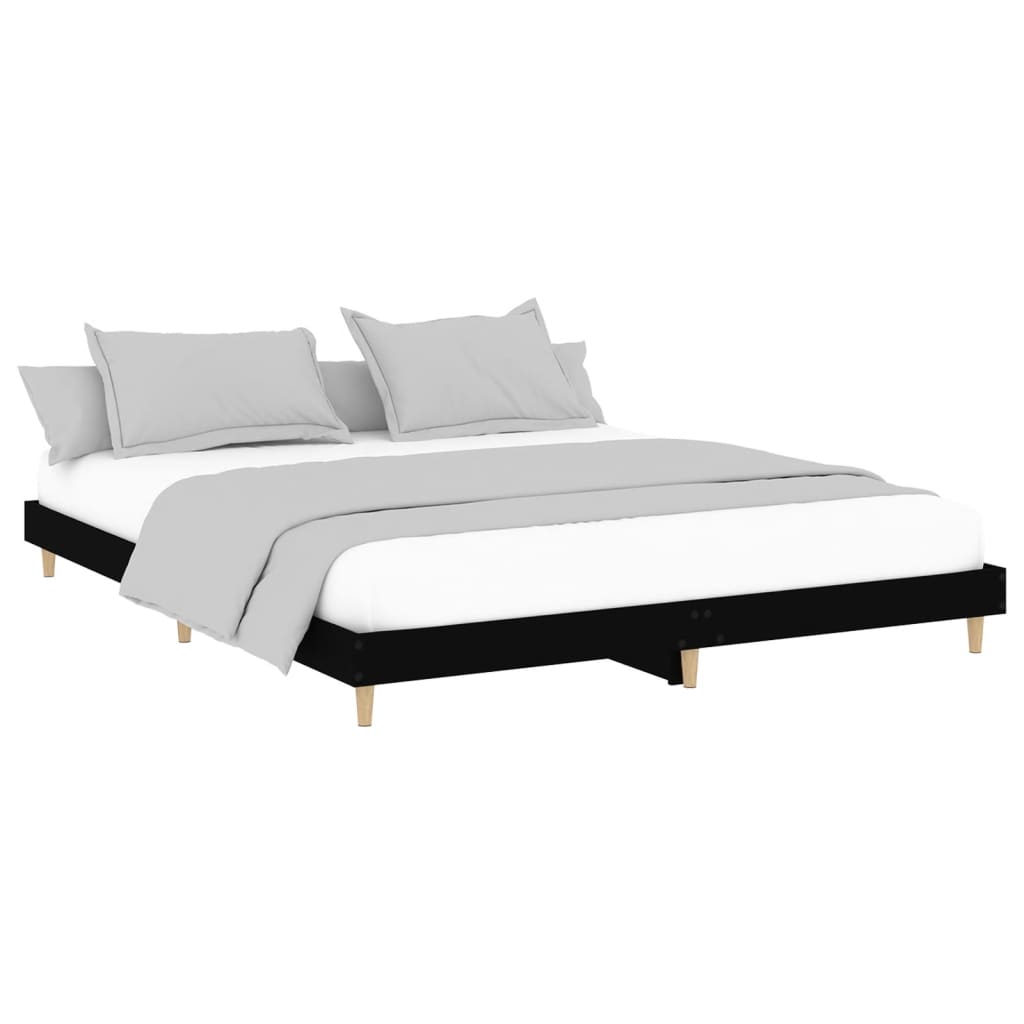 Okvir za krevet crni 200 x 200 cm konstruirano drvo