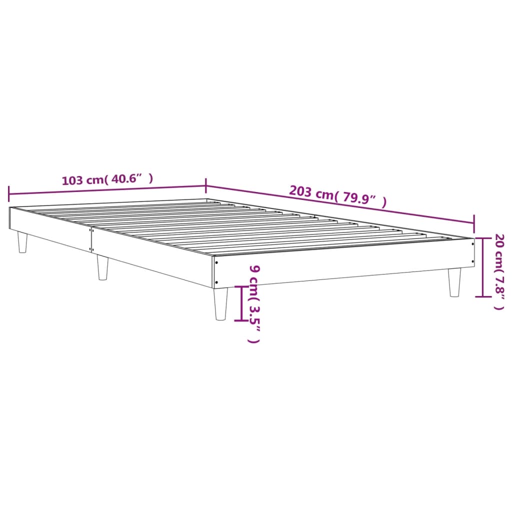 Okvir kreveta bez madraca boja hrasta 100 x 200 cm drveni