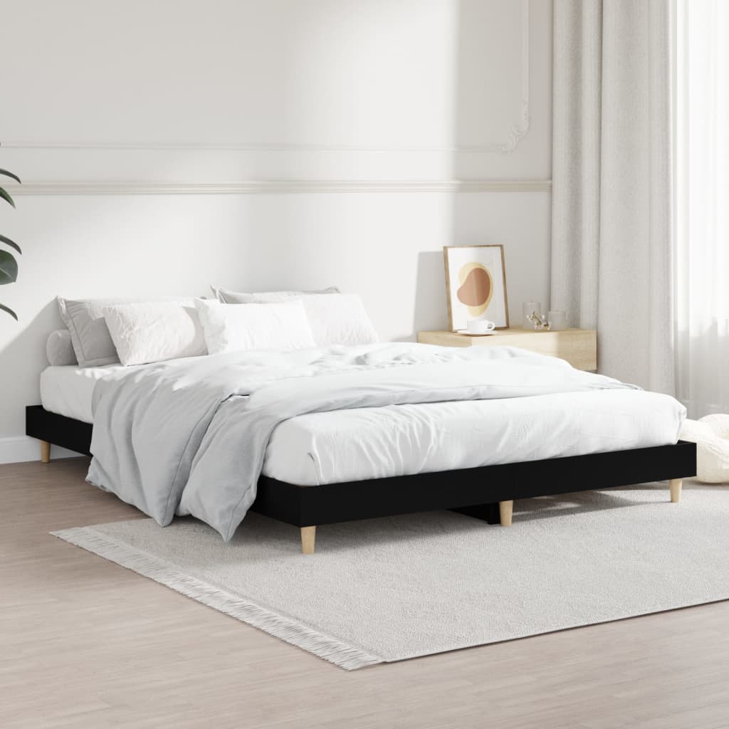 Okvir za krevet crni 140x190 cm konstruirano drvo