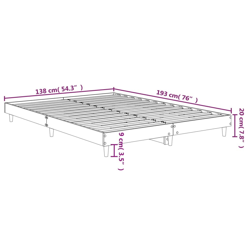 Okvir za krevet smeđi hrast 135x190 cm konstruirano drvo