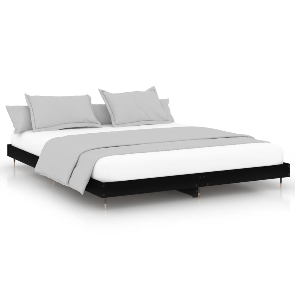 Okvir za krevet crni 200 x 200 cm konstruirano drvo