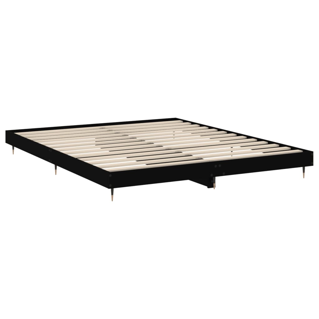 Okvir za krevet crni 200 x 200 cm konstruirano drvo