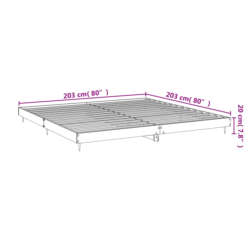 Okvir kreveta boja betona 200x200 cm od konstruiranog drva