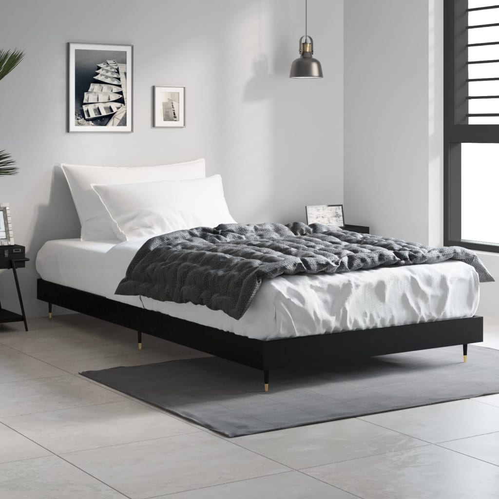 Okvir za krevet crni 90x200 cm konstruirano drvo