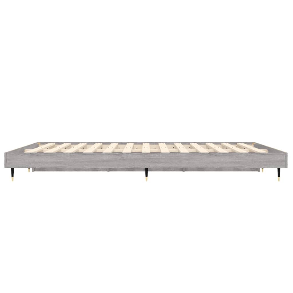 Okvir kreveta siva boja hrasta 135 x 190 cm konstruirano drvo