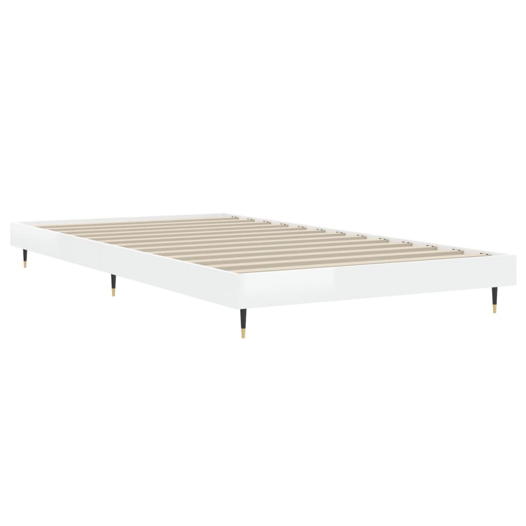 Okvir za krevet visoki sjaj bijeli 90x190 cm konstruirano drvo