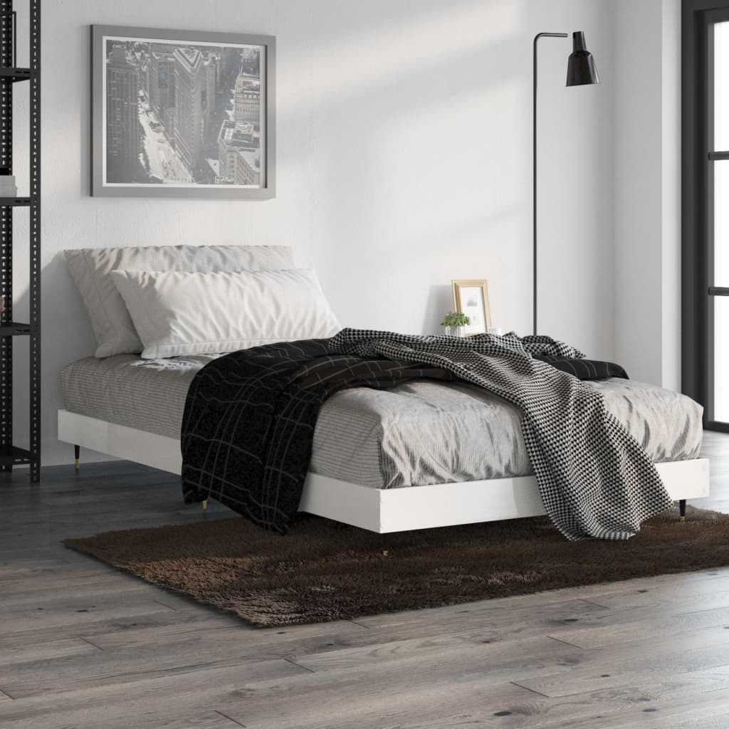 Okvir za krevet visoki sjaj bijeli 90x190 cm konstruirano drvo