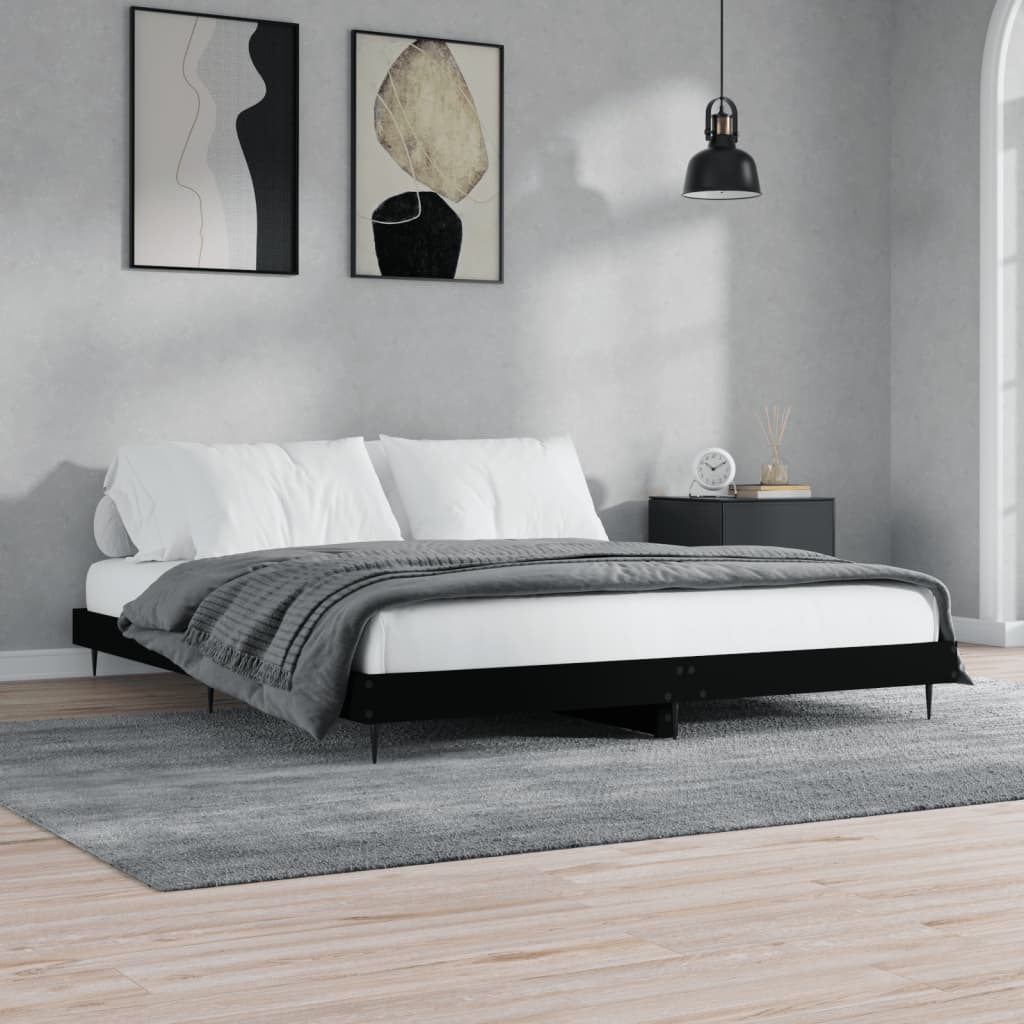 Okvir za krevet crni 200 x 200 cm konstruirano drvo