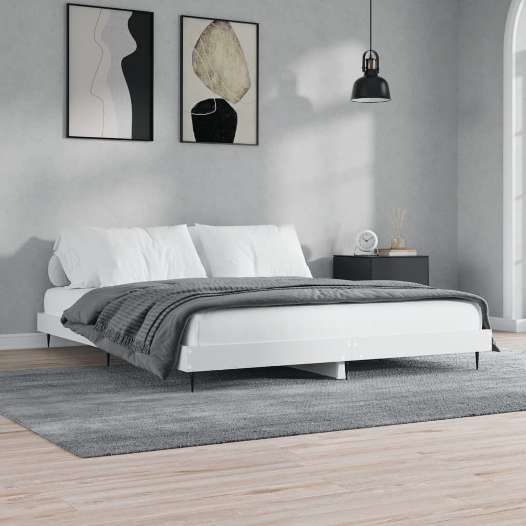 Okvir kreveta bijeli 140 x 200 cm od konstruiranog drva