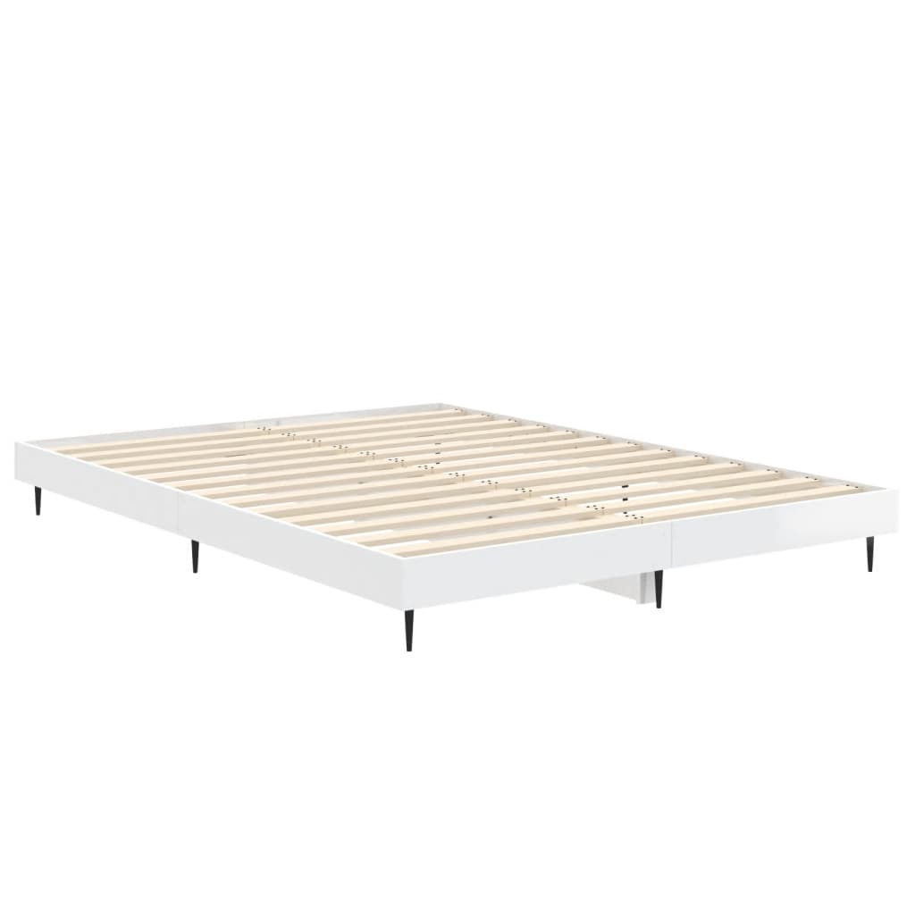 Okvir kreveta visoki sjaj bijeli 135 x 190 cm konstruirano drvo