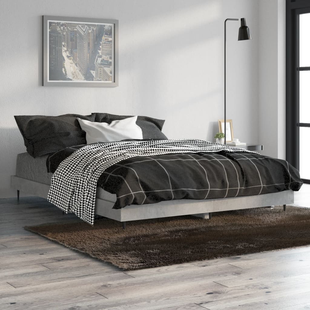 Okvir kreveta boja betona 135 x 190 cm od konstruiranog drva