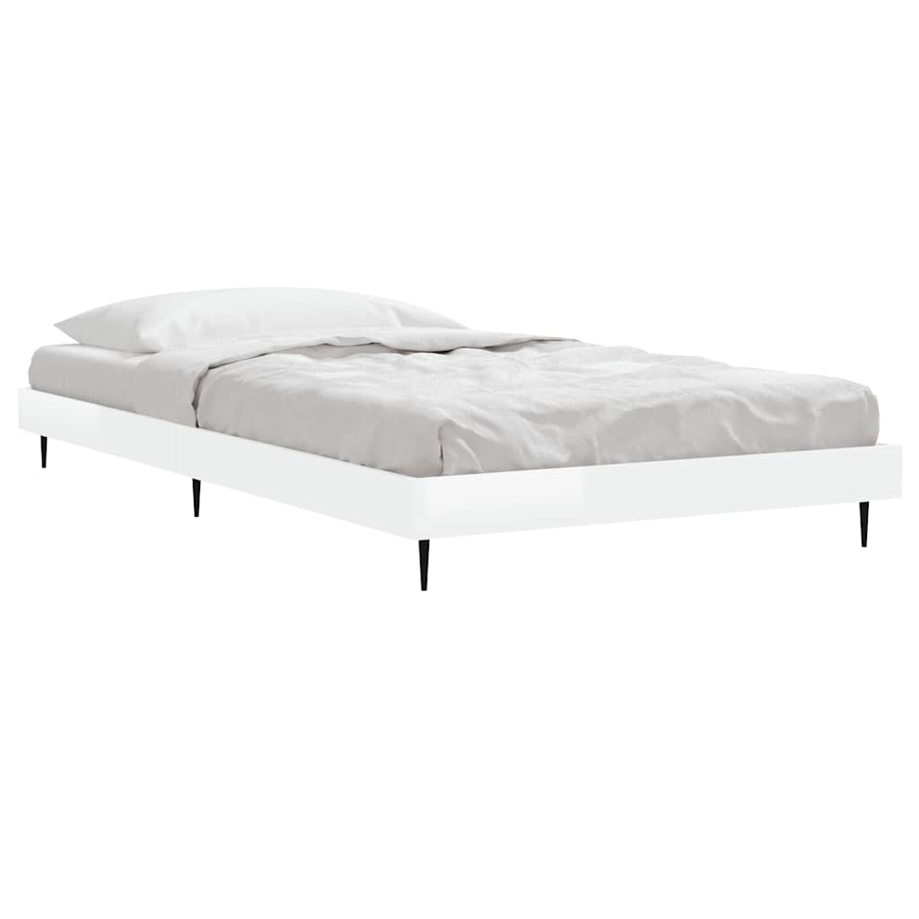 Okvir za krevet visoki sjaj bijeli 90x190 cm konstruirano drvo