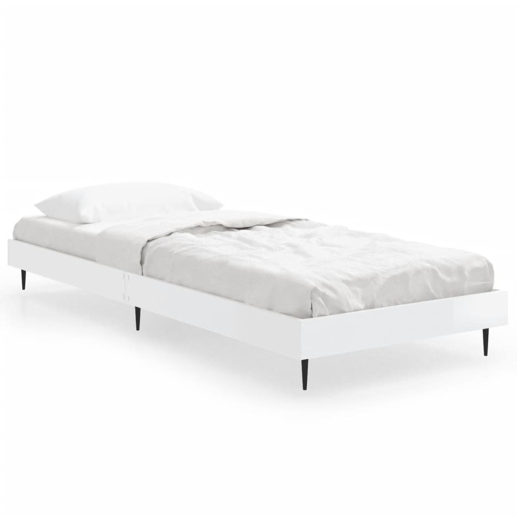 Okvir za krevet visoki sjaj bijeli 75x190 cm konstruirano drvo