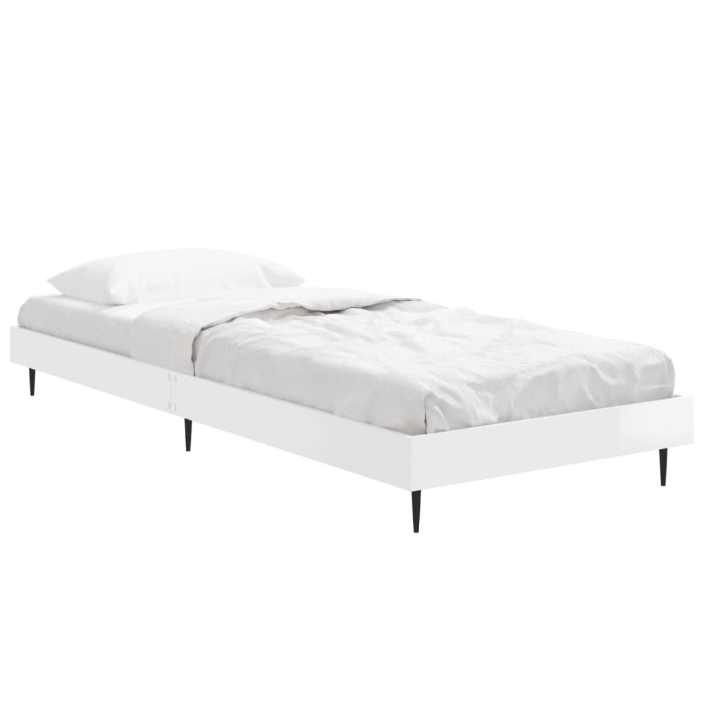 Okvir za krevet visoki sjaj bijeli 75x190 cm konstruirano drvo