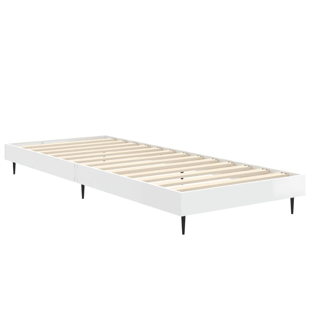 Okvir za krevet visoki sjaj bijeli 75x190 cm konstruirano drvo