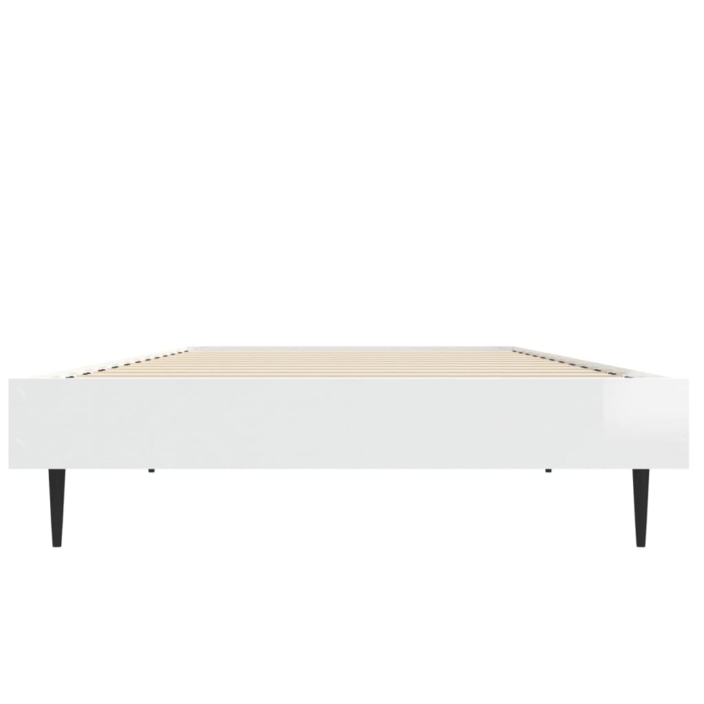 Okvir za krevet visoki sjaj bijeli 75x190 cm konstruirano drvo