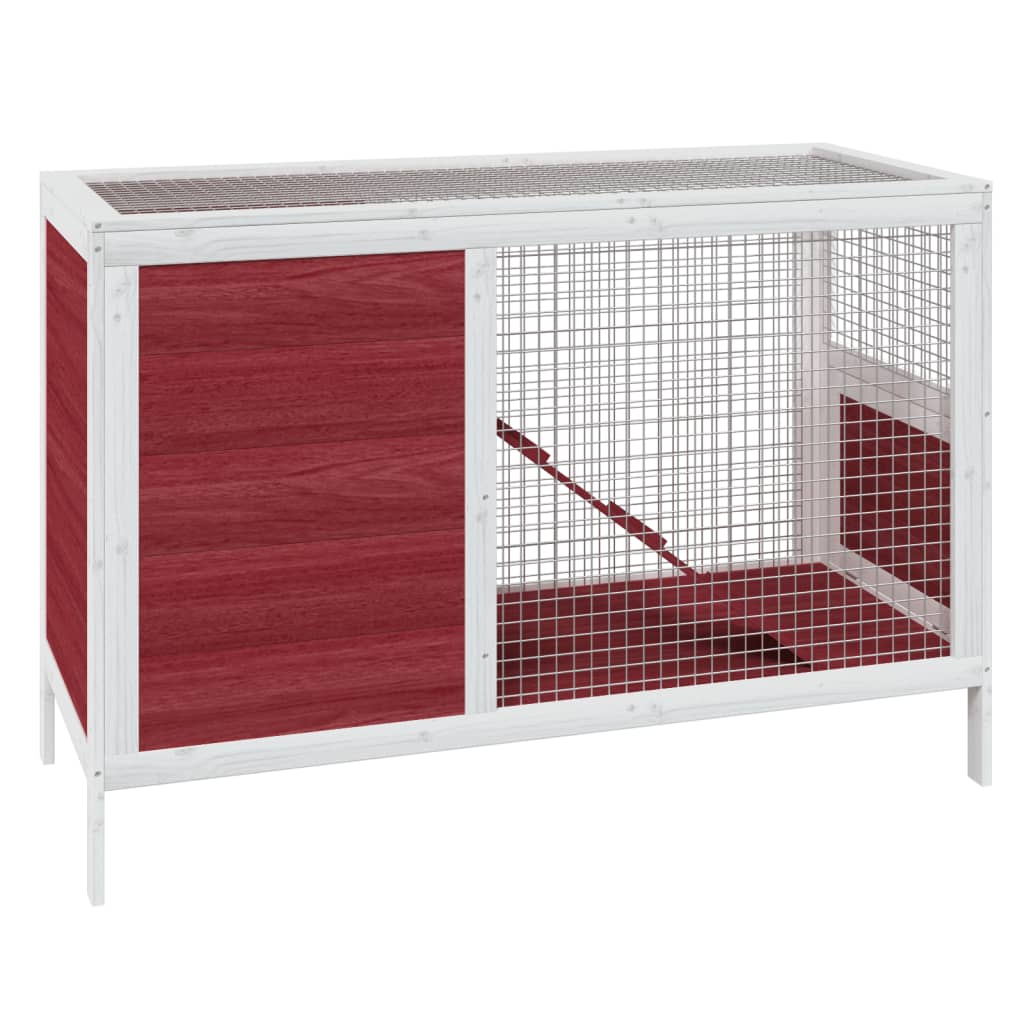 Kavez za zečeve boja kave 103 x 44 x 69,5 cm masivna borovina