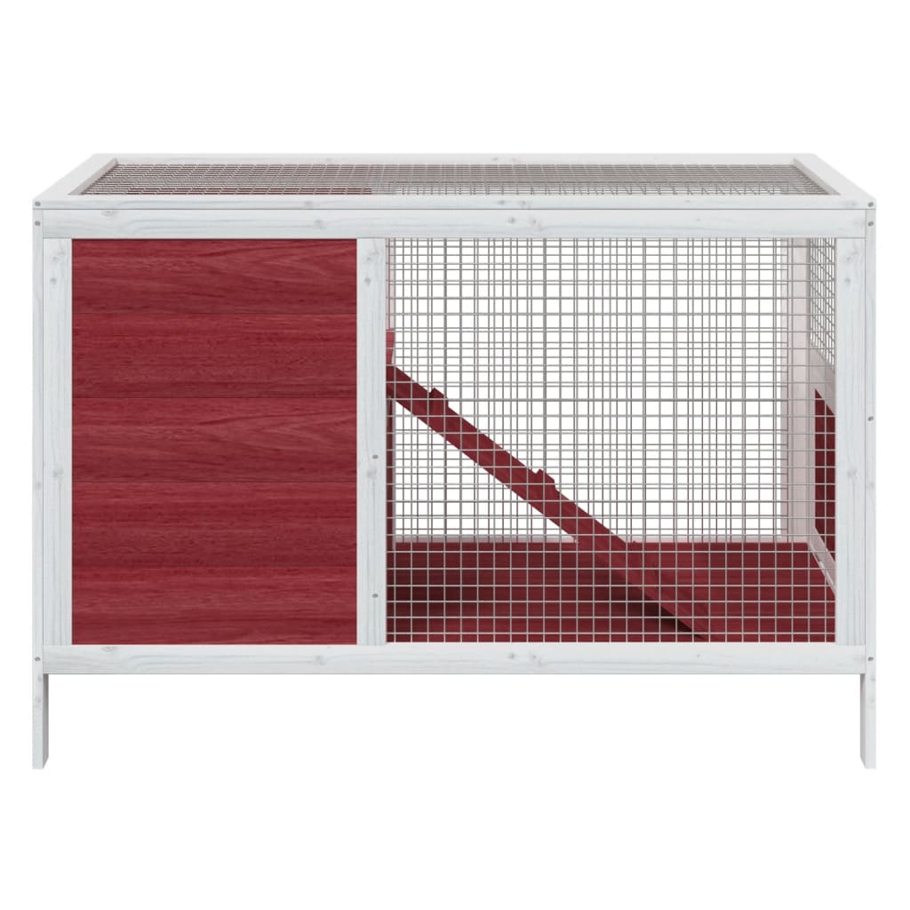 Kavez za zečeve boja kave 103 x 44 x 69,5 cm masivna borovina