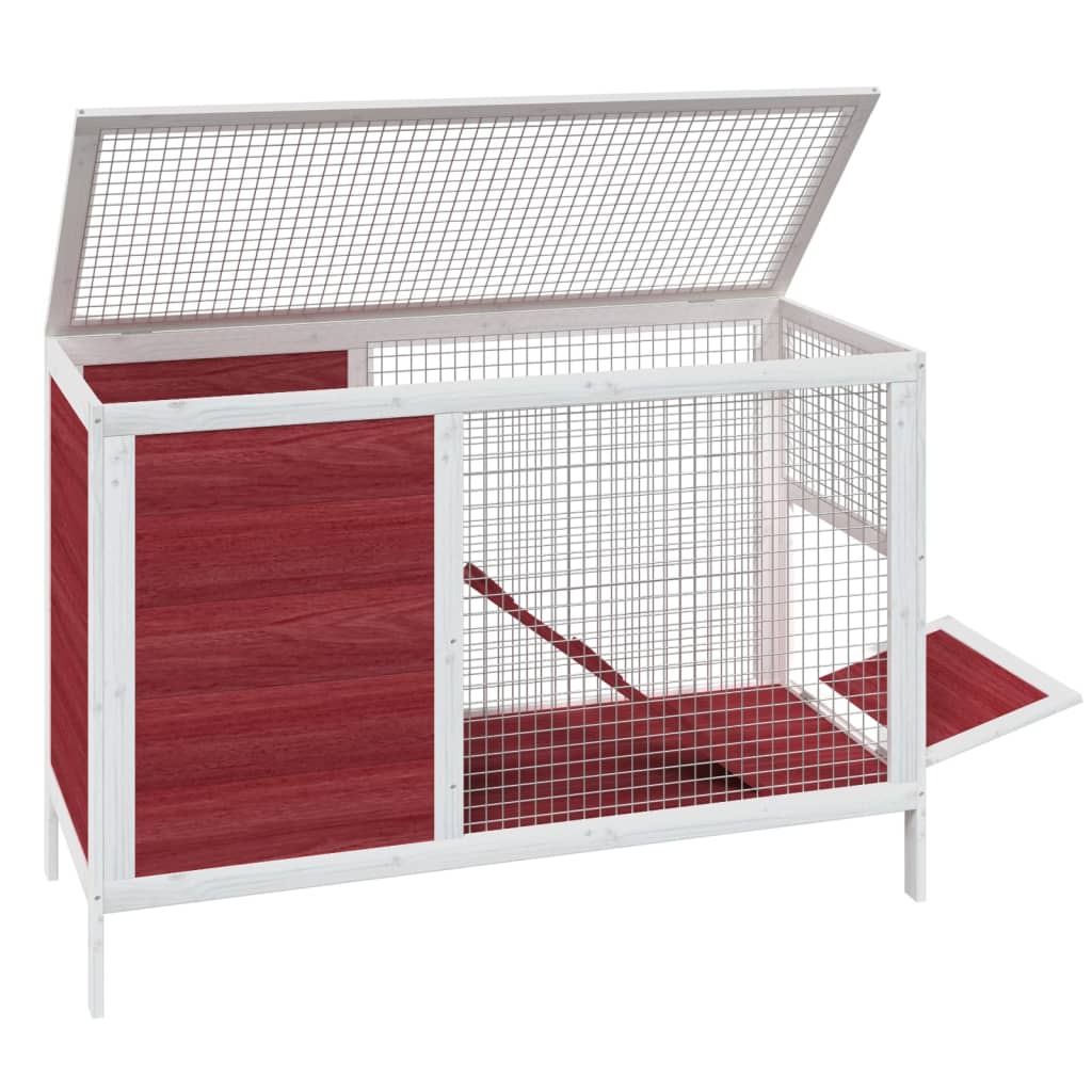 Kavez za zečeve boja kave 103 x 44 x 69,5 cm masivna borovina