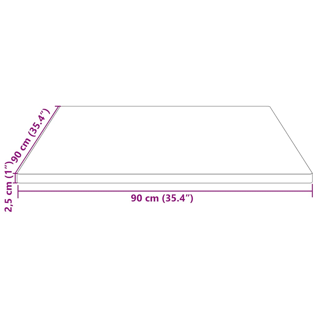 Ploča za stol bijela 90x90x2,5 cm masivna borovina četvrtasta